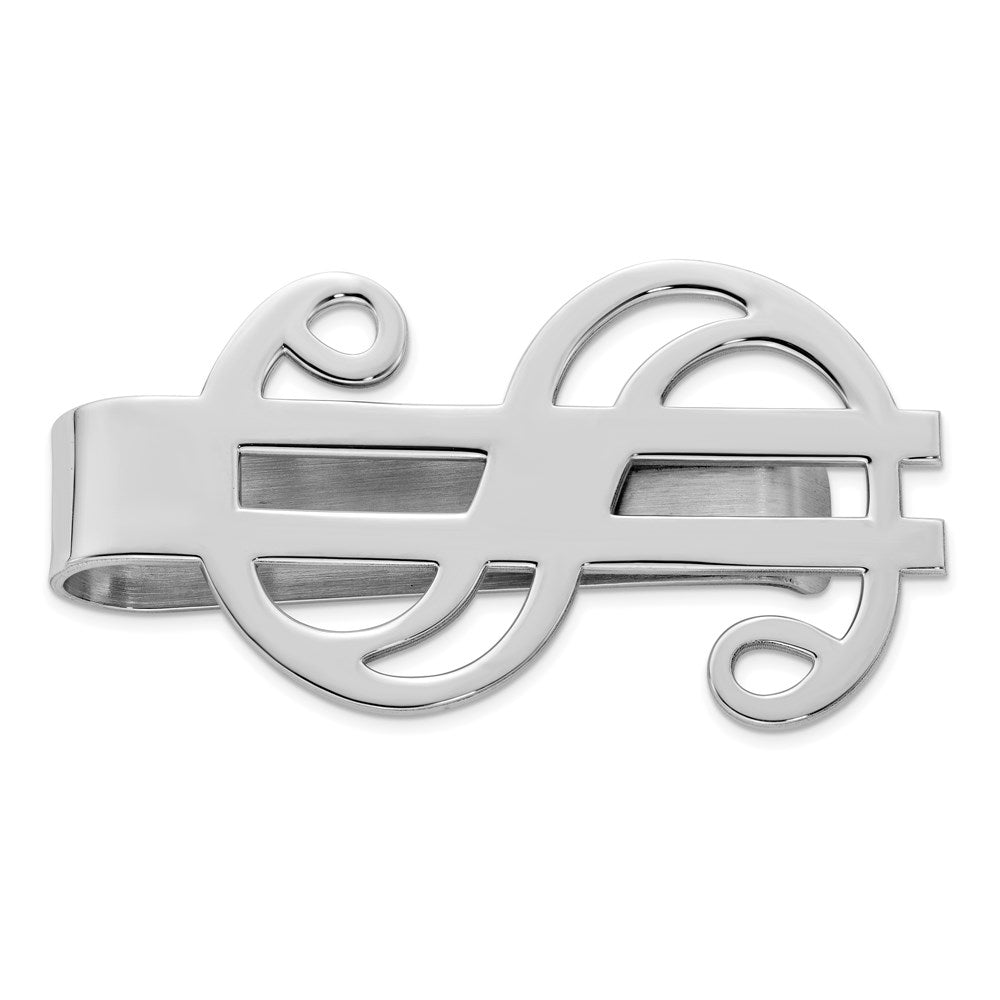 Sterling Silver Rhodium-plated Dollar Sign Money Clip - 3