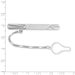 Sterling Silver Rhodium Plated Tie Clip - 6
