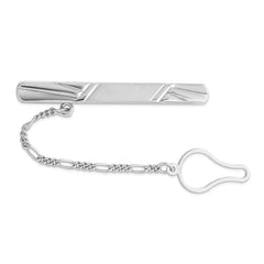 Sterling Silver Rhodium Plated Tie Clip - 6