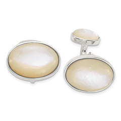 Sterling Silver Oval Mother of Pearl Cuff Links