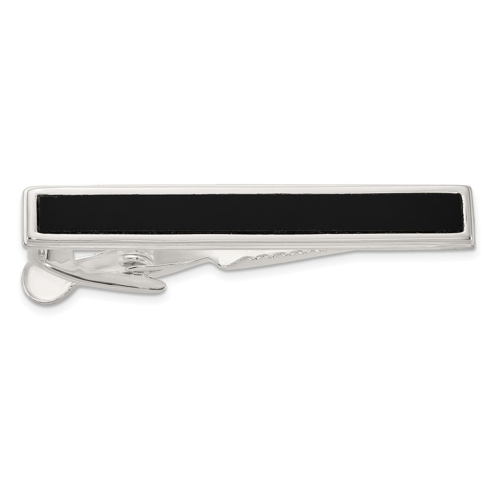 Sterling Silver Polished Onyx Tie Bar - 2