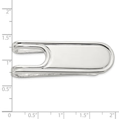 Sterling Silver Rhod-plated Polished Grooved Edge Open Back Money Clip