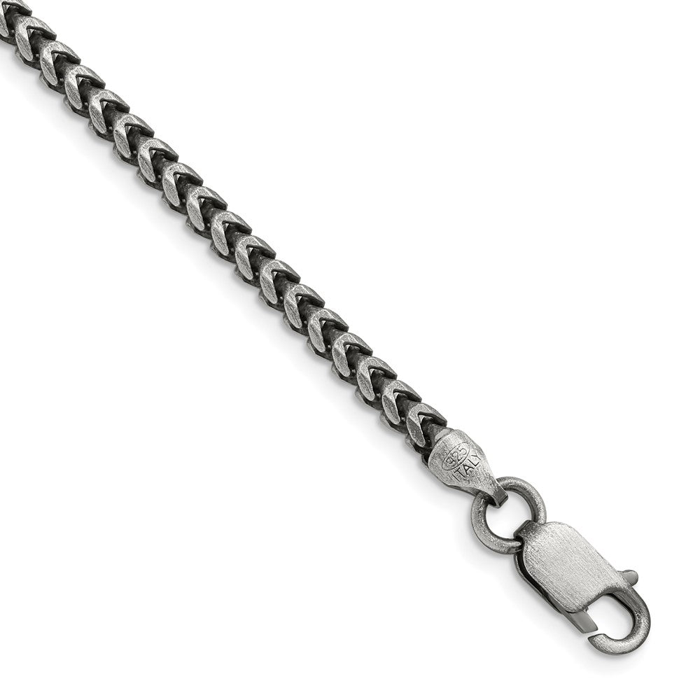 Sterling Silver Antiqued 3.1mm D/C Square Franco Chain - 3