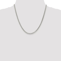 Sterling Silver Rhodium-plated 3.1mm D/C Square Franco Chain - 8
