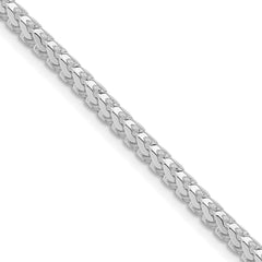 Sterling Silver Rhodium-plated 3.1mm D/C Square Franco Chain - 9