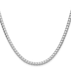 Sterling Silver Rhodium-plated 4.0mm D/C Square Franco Chain - 7