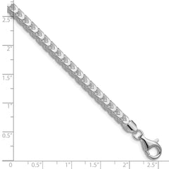Sterling Silver Rhodium-plated 4.7mm D/C Square Franco Chain - 7