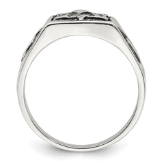Sterling Silver Antiqued Masonic Ring - 6