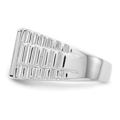 Sterling Silver Rhodium-plated Men's Onyx Ring - 12