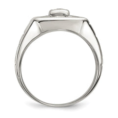 Sterling Silver Rhodium Plated Men's Fashion CZ Ring - 2