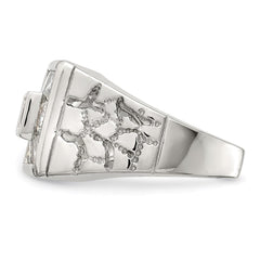 Sterling Silver Rhodium Plated Men's Fashion CZ Ring - 2