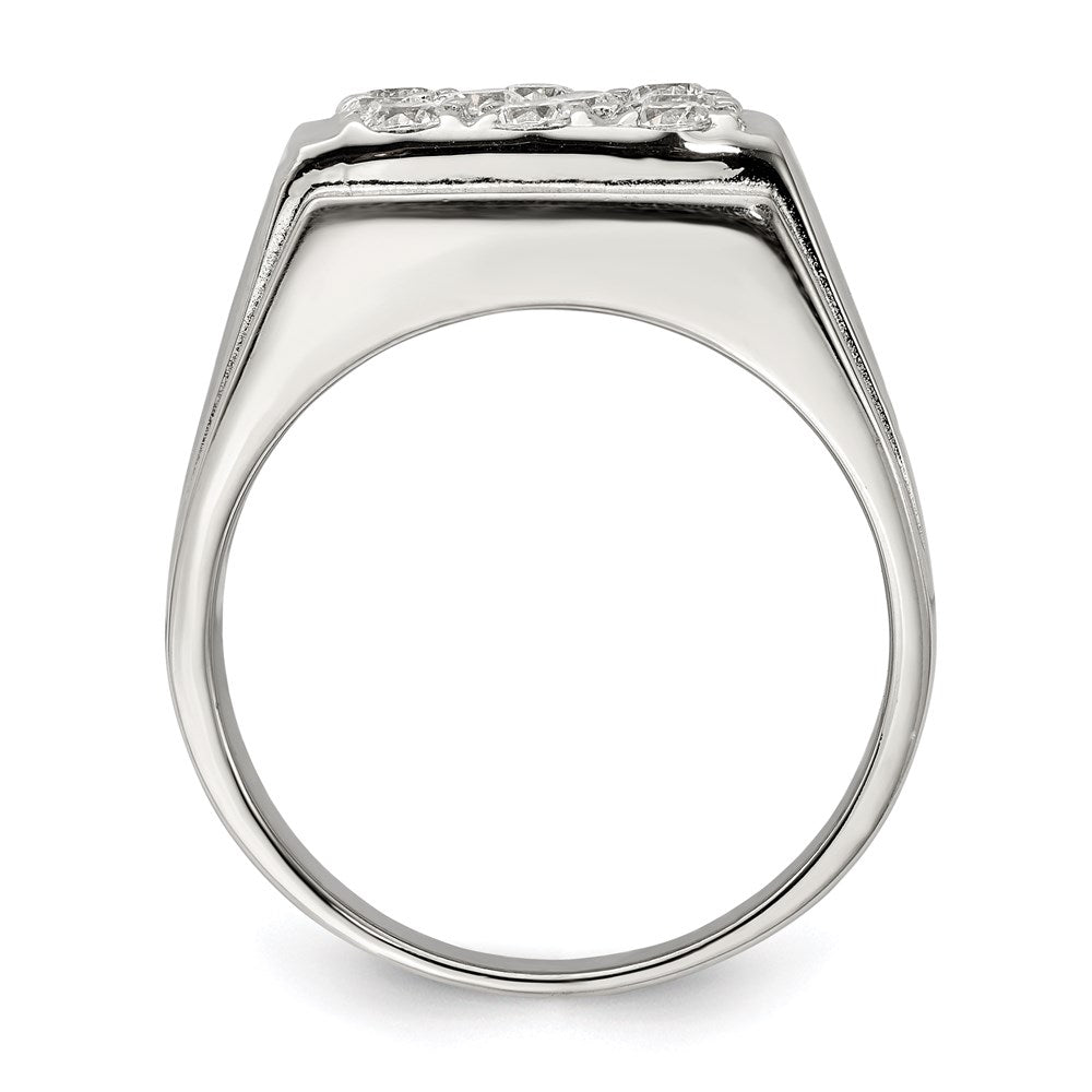 Sterling Silver Rhodium-plated Men's CZ Ring - 13