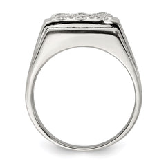 Sterling Silver Rhodium-plated Men's CZ Ring - 13