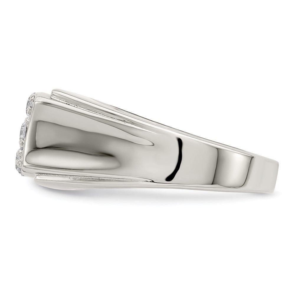 Sterling Silver Rhodium-plated Men's CZ Ring - 13