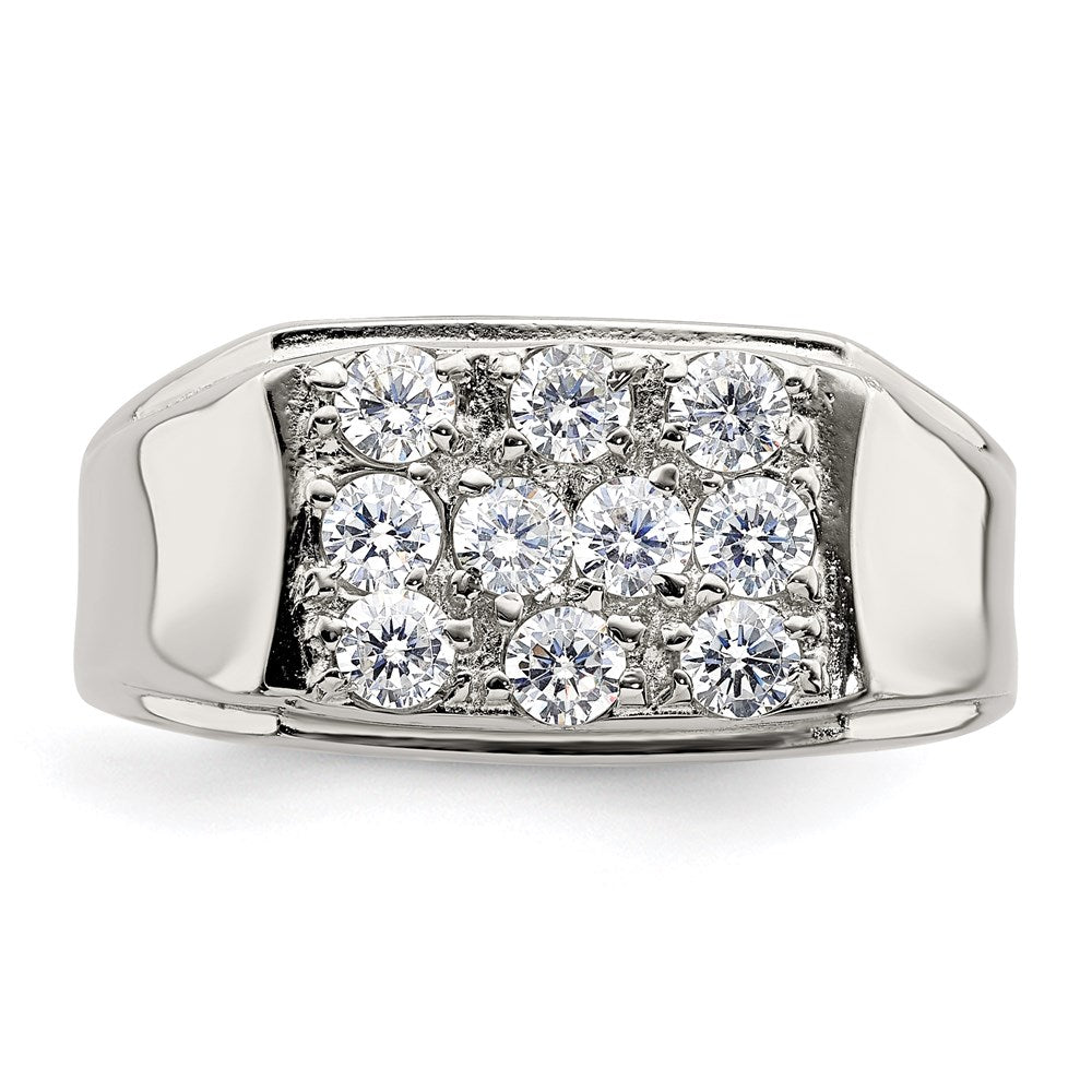 Sterling Silver Rhodium-plated Men's CZ Ring - 13