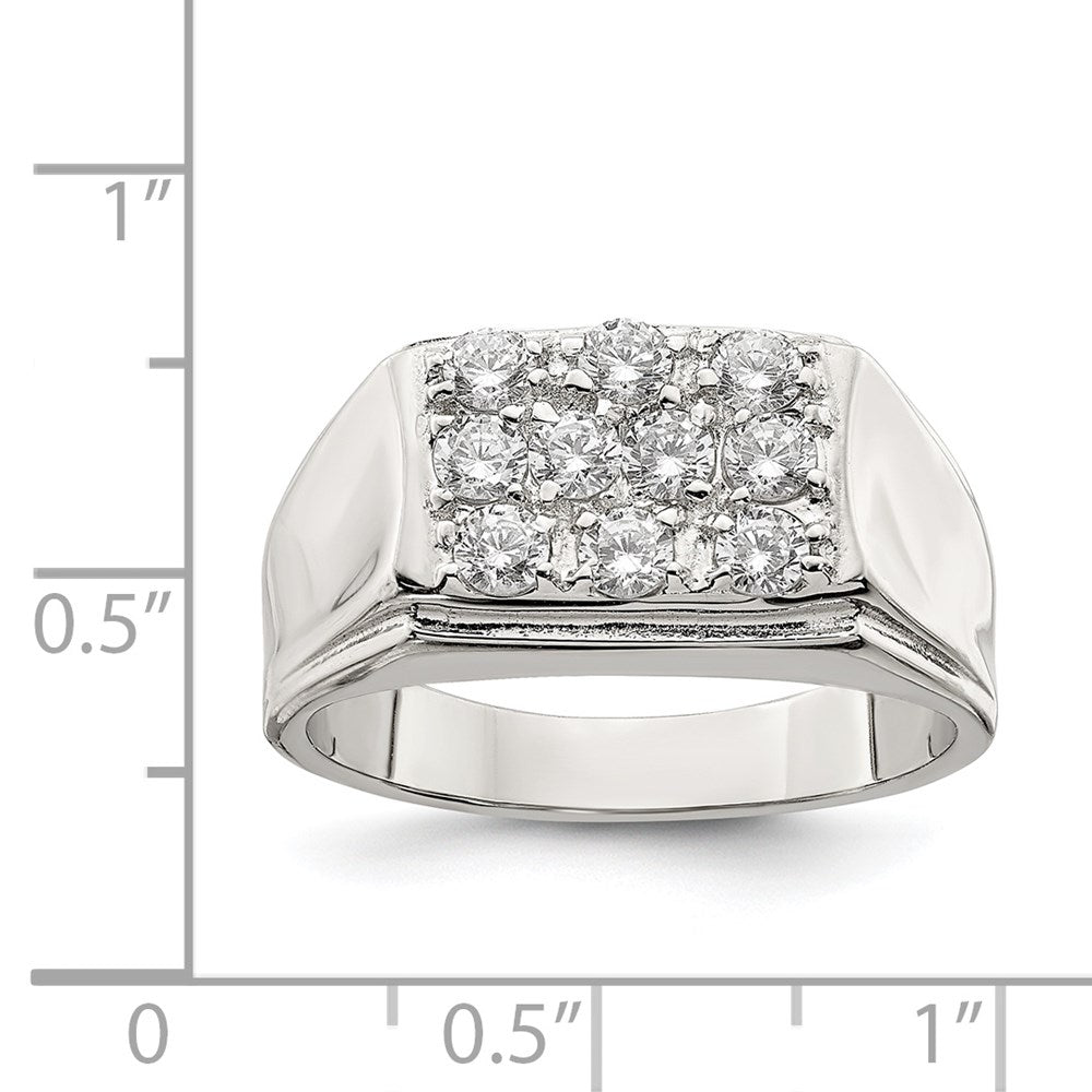 Sterling Silver Rhodium-plated Men's CZ Ring - 13