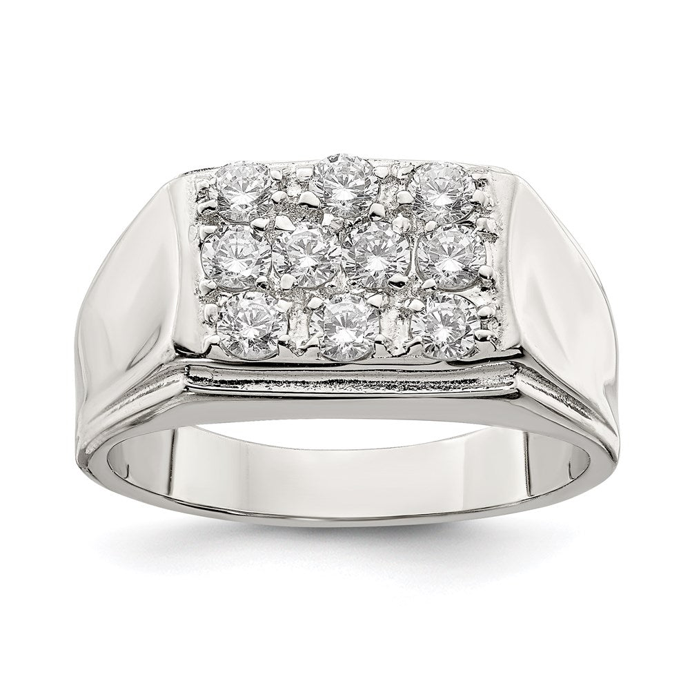 Sterling Silver Rhodium-plated Men's CZ Ring - 13