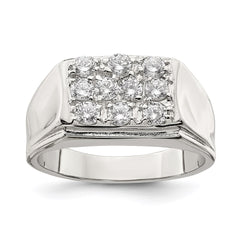 Sterling Silver Rhodium-plated Men's CZ Ring - 13