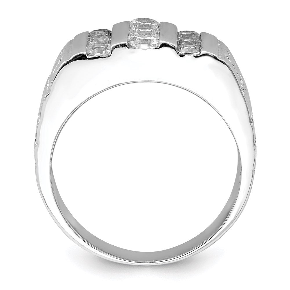 Sterling Silver Rhodium-plated Men's CZ Ring - 15