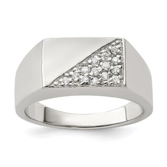 Sterling Silver Rhodium Plated Men's CZ Fashion Ring - 2