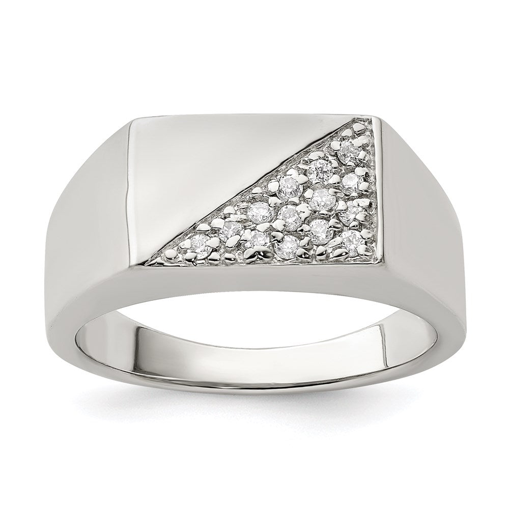 Sterling Silver Rhodium Plated Men's CZ Fashion Ring - 3