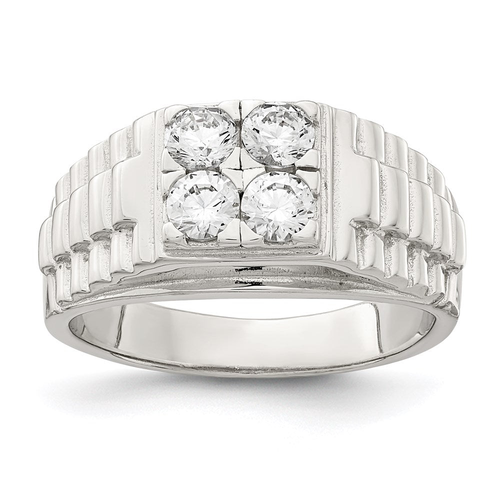 Sterling Silver Rhodium-plated CZ Fashion Ring - 3