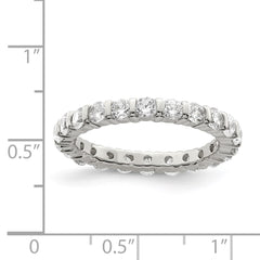 Sterling Silver Rhodium-plated CZ Band - 3