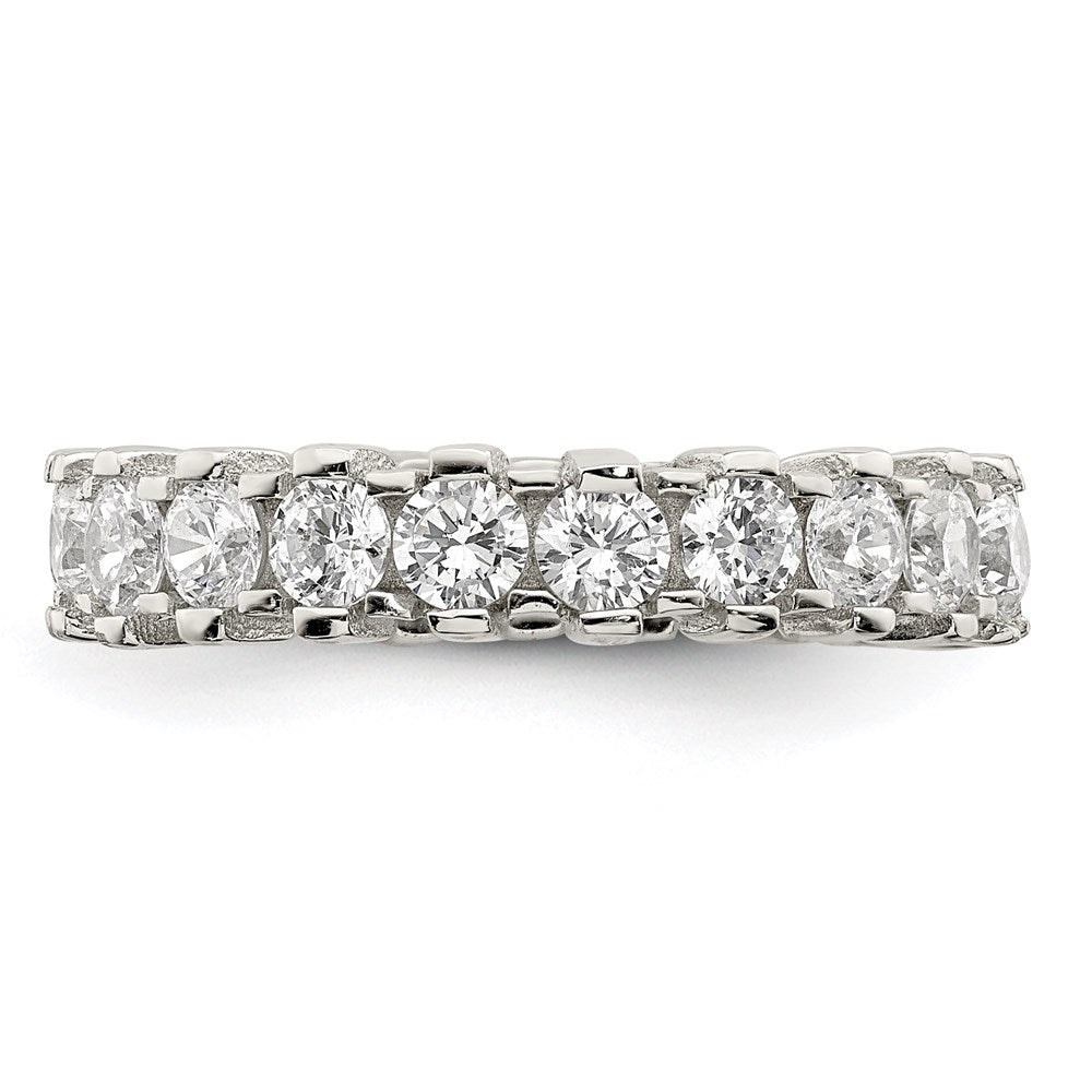 Sterling Silver Rhodium-plated CZ Eternity Band - 4