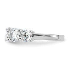 Sterling Silver Rhodium-plated CZ 5-Stone Ring - 3