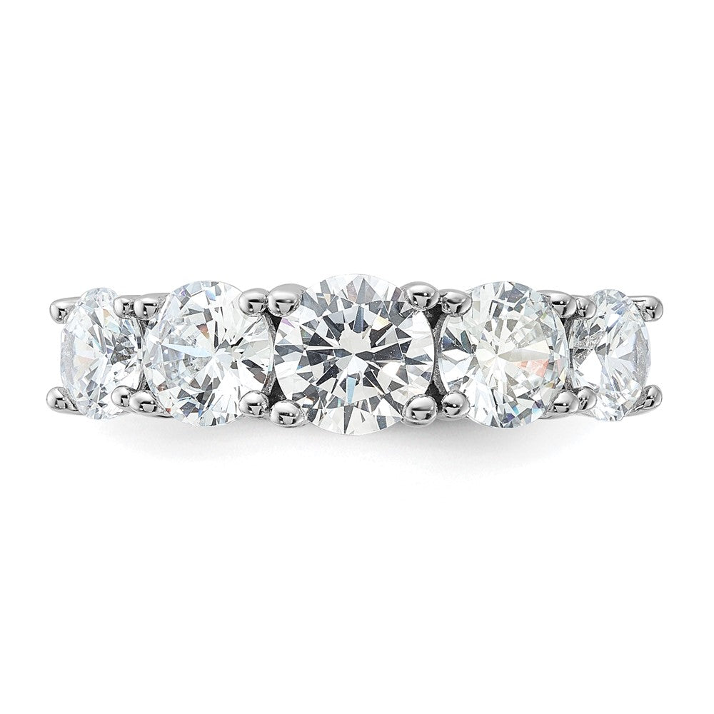 Sterling Silver Rhodium-plated CZ 5-Stone Ring - 6