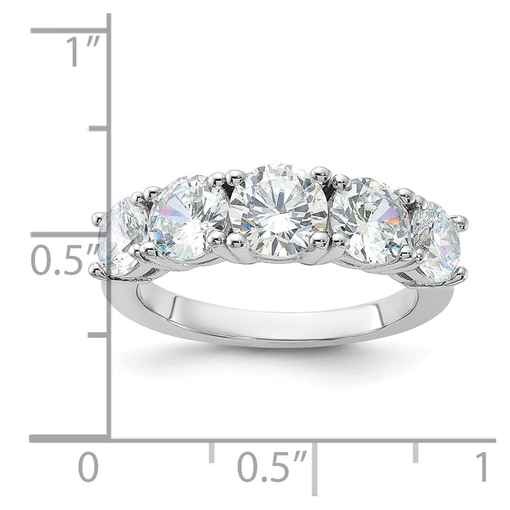 Sterling Silver Rhodium-plated CZ 5-Stone Ring - 6