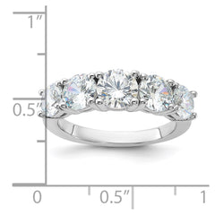 Sterling Silver Rhodium-plated CZ 5-Stone Ring - 6