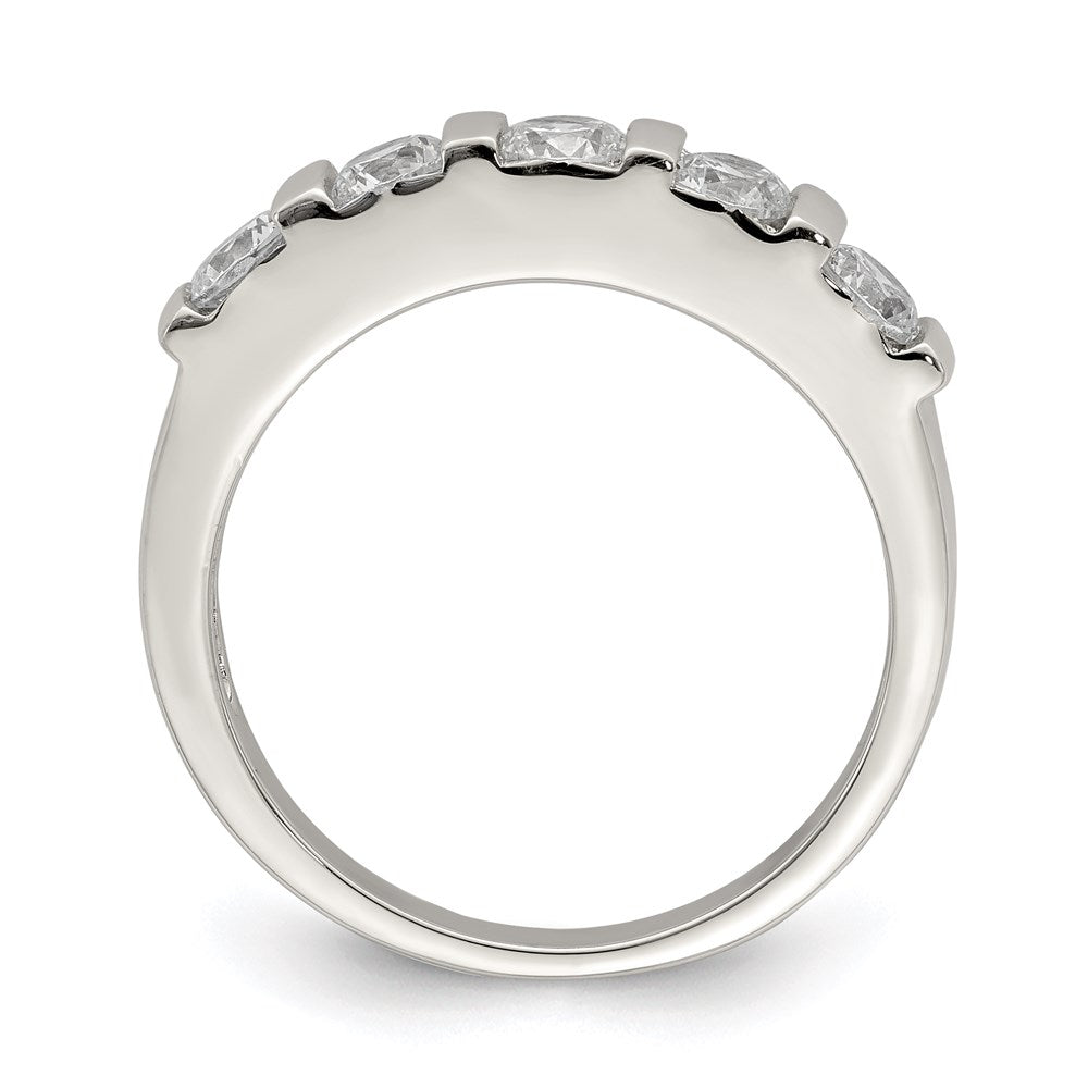 Sterling Silver Rhodium-plated CZ 5-Stone Ring - 4