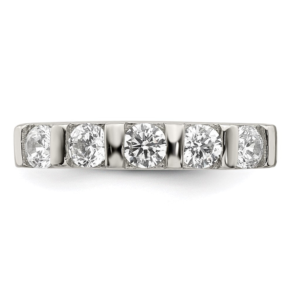 Sterling Silver Rhodium-plated CZ 5-Stone Ring - 4