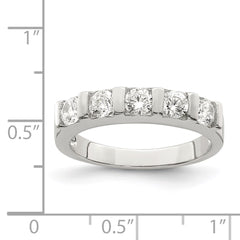 Sterling Silver Rhodium-plated CZ 5-Stone Ring - 4