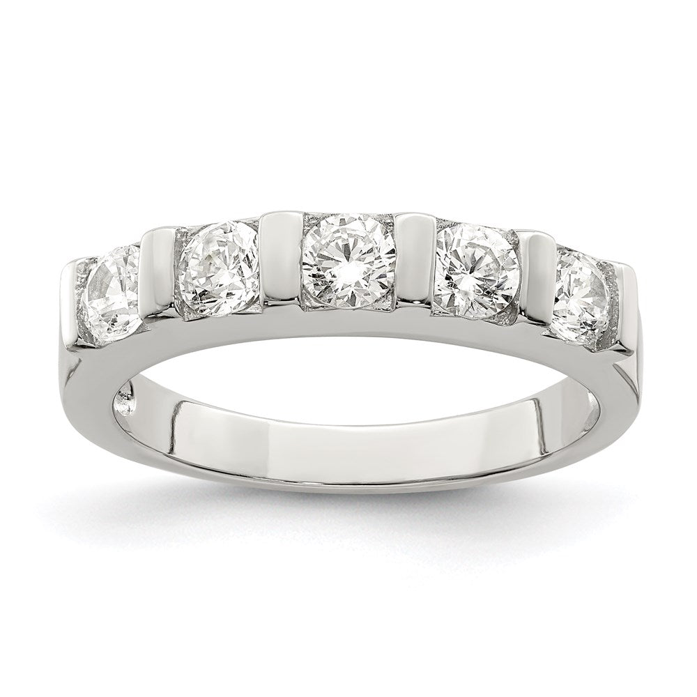 Sterling Silver Rhodium-plated CZ 5-Stone Ring - 2