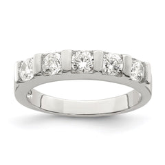 Sterling Silver Rhodium-plated CZ 5-Stone Ring - 2