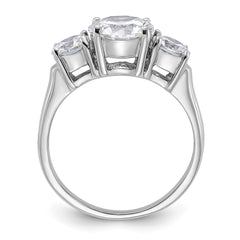 Sterling Silver Rhodium-plated Three Stone CZ Ring - 3