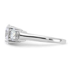 Sterling Silver Rhodium-plated Three Stone CZ Ring - 3