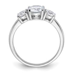 Sterling Silver Rhodium-plated 3 Stone CZ Ring - 2