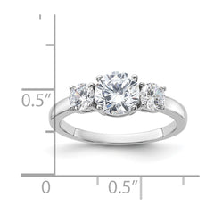Sterling Silver Rhodium-plated 3 Stone CZ Ring - 2