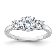 Sterling Silver Rhodium-plated 3 Stone CZ Ring - 2