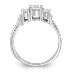 Sterling Silver Rhodium-plated Three CZ Ring - 2