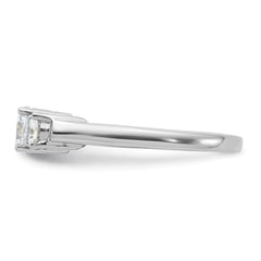 Sterling Silver Rhodium-plated Three CZ Ring - 2