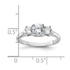 Sterling Silver Rhodium-plated Three CZ Ring - 2