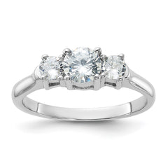 Sterling Silver Rhodium-plated Three CZ Ring - 2