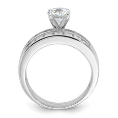 Sterling Silver Rhodium Plated CZ Engagement Ring and CZ Wedding Band Two Piece Set - 8
