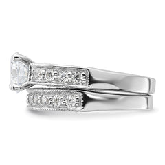 Sterling Silver Rhodium-plated 2-Piece CZ Wedding Set Ring - 5