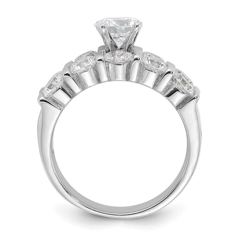 Sterling Silver Rhodium Plated CZ Engagement Ring and CZ Wedding Band Two Piece Set - 2