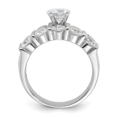 Sterling Silver Rhodium Plated CZ Engagement Ring and CZ Wedding Band Two Piece Set - 7
